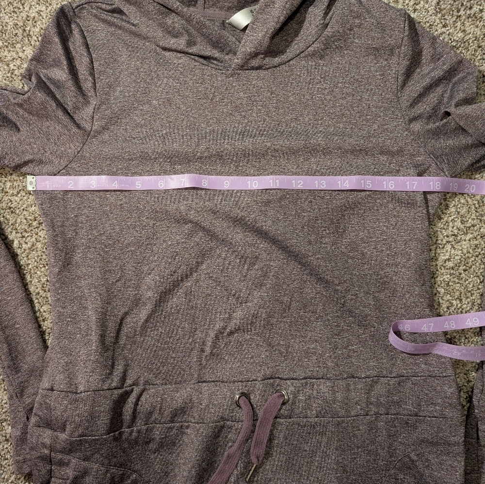 Purple Hooded Dress with Drawstring, Size M - Picture 5 of 7